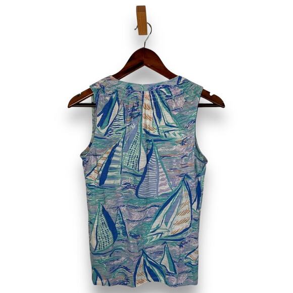 Lilly Pulitzer Essie Top Size XS Aboat Time Light Lilac Verbena Sleeveless - Picture 5 of 8